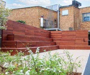 Podium contemporary steel and timber bench