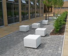 Westminster Cube - concrete outdoor seat and bollard for public spaces