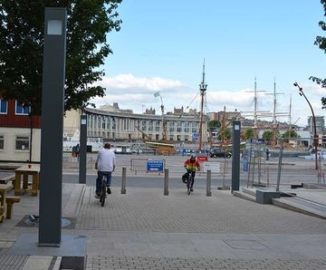 Block paving, bollards and bins for Wapping Wharf, Bristol