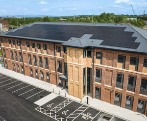Sustainable SolarTile® installed on slate roof at business park