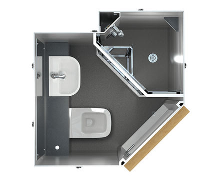 Corner en suite bathroom pod