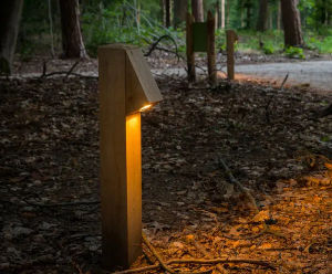Peri (Wired) - compact outdoor timber bollard light