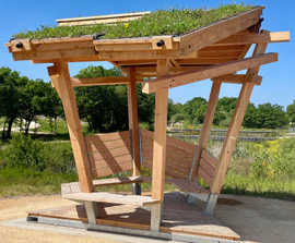 Bird's Nest shelter with green roof - Blythe Valley Park