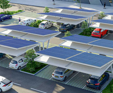 Zenith solar-powered carport - adjustable roof