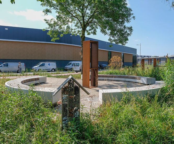 Benches and corten signage help future-proof business park