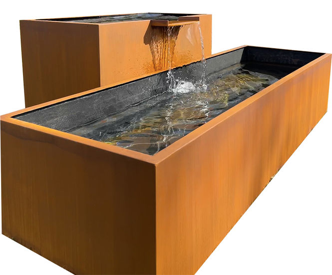 Freestanding waterfall garden water feature Livingreen Design