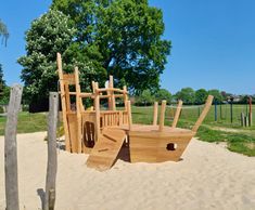 Installation of new pirate play ship in local park