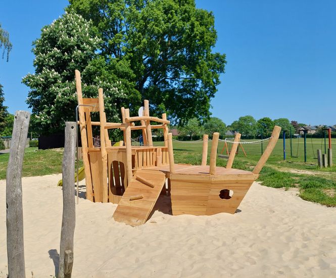 Installation of new pirate play ship in local park
