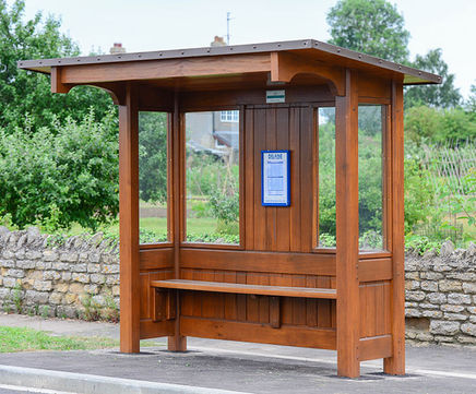 Open-fronted timber bus shelters with mono-pitch roof