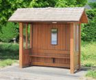 Open-fronted timber bus shelters with pitched roof