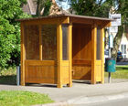 Enclosed timber bus shelters with mono-pitch roof