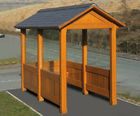 Enclosed timber bus shelters with pitched roof