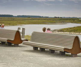 Knokke - recycled plastic and corten double-sided bench