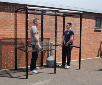 Curved 4-Sided Smoking Shelter - Clear Roof