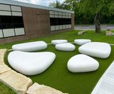 Contemporary concrete benches for school play space - on this page