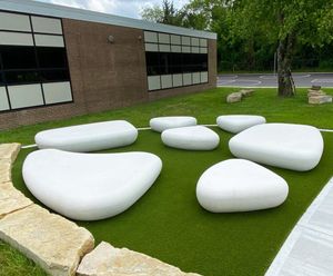 Contemporary concrete benches for school play space