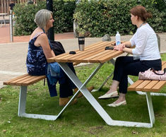 Seven X - steel and timber picnic table and bench set