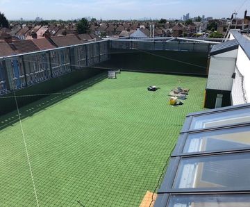 Rooftop sports pitch and netting for Al Noor School Ilford