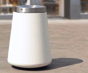 Gavitello - 85-litre concrete outdoor litter bin with stainless steel lid