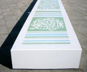 Concrete art bench – Rymhofplein square, Ghent (B)