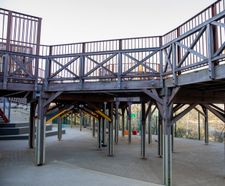 Raised timber walkway for designer outlet - Cannock