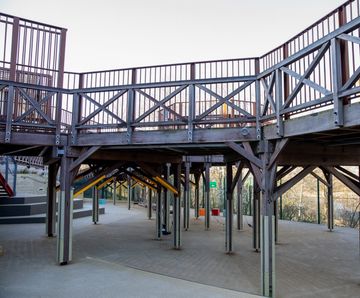 Raised timber walkway for designer outlet - Cannock