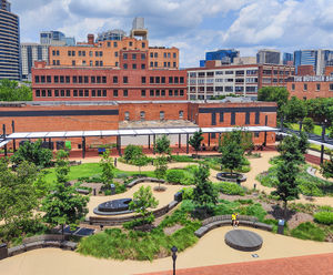 Custom-designed park furniture - West End Square, Dallas