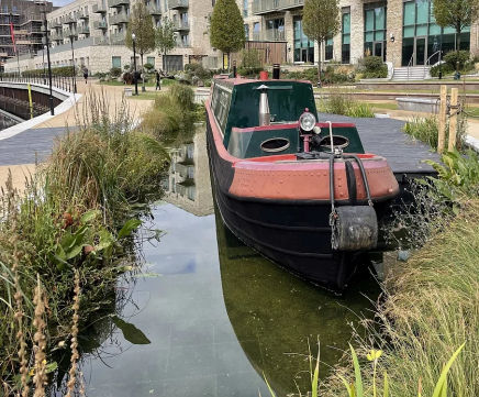 Segment-shaped natural pond for the Grand Union Canal