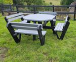 Easy-Fit recycled plastic octagonal picnic table and bench set