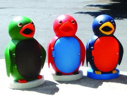 Bird educational litter bins with optional voice box