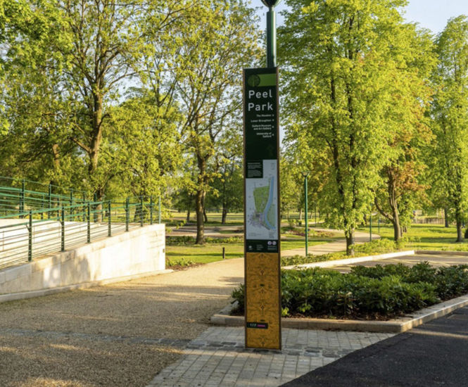 Wayfinding signage - Peel Park, Salford