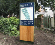 Bespoke suite of wayfinding signage - Grosvenor Park, Chester