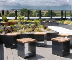 Hollo Seating Blocks & Tables - recycled steel and timber seats