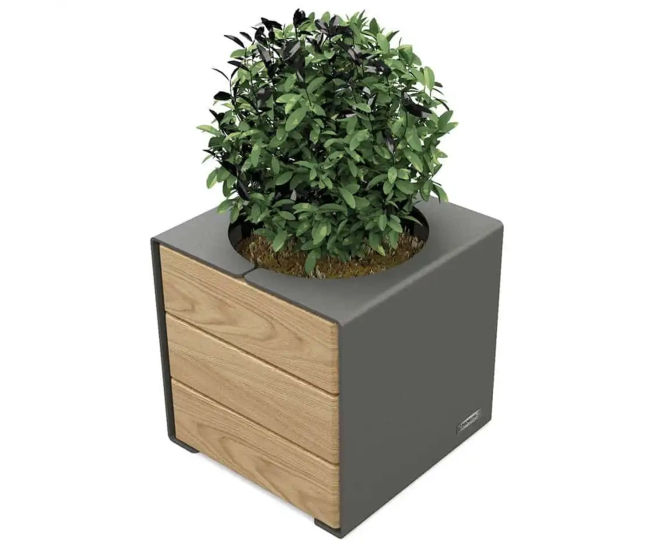 Primium® contemporary timber and steel cube planters