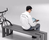 Toso - powder-coated steel outdoor bench with integrated bike rack - on this page
