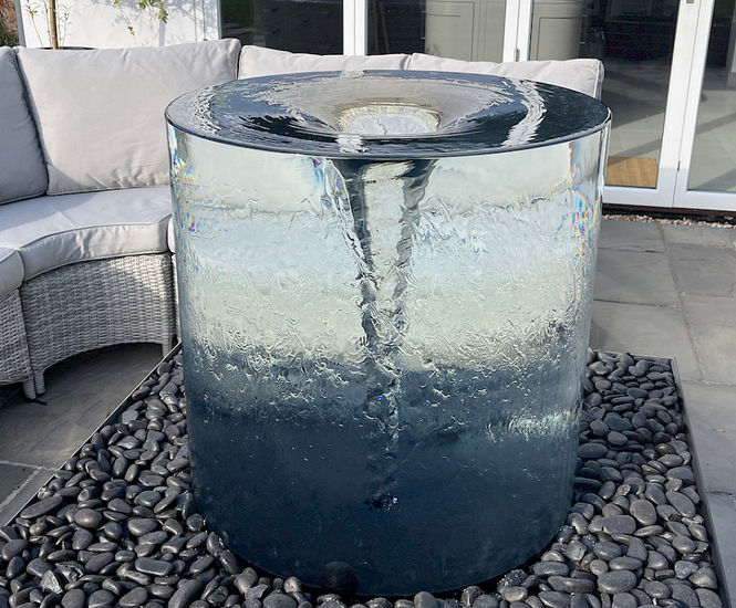 The Volute™ - glass vortex water feature for gardens and interiors