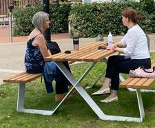 Outdoor picnic tables - Café 28, University of Southampton