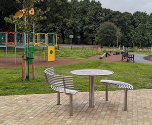 Accessible stainless steel picnic sets for refurbished park