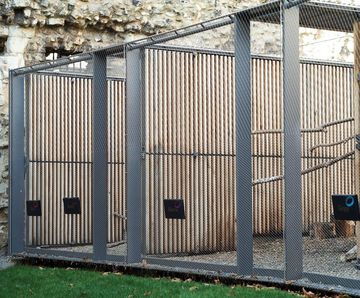 Wire mesh raven enclosure and balustrade infill - Tower of London
