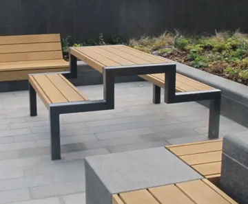 Thetford - recycled steel and timber picnic table and bench