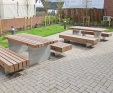 Fordham - recycled steel and reclaimed hardwood picnic table and bench