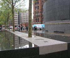 Stainless steel gratings at Kings Cross Station, London