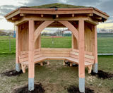 Roundhouse timber shelter with green roof - West Park, Worthing - on this page