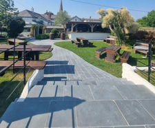 Tintagel aged slate paving for pub and restaurant landscaping