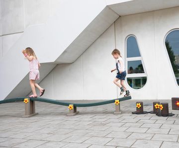Wavy Balance Beam - low level 3.6m long, recycled plastic