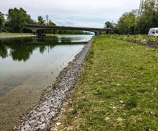 Reno Mattress Plus - stone-filled riverbank erosion control mattress