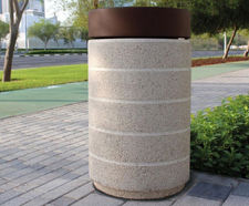 Rubino - 70-litre granite and steel outdoor litter bin for public spaces