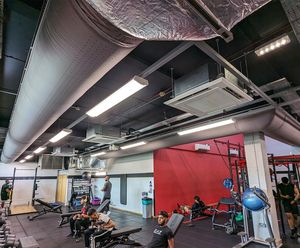 Bespoke fabric duct system for Unique Fitness Gym, Bradford Uni