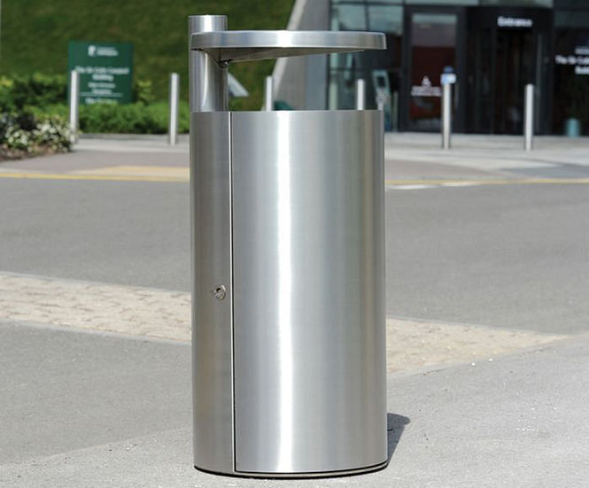 Apollo 100 hooded litter bin - floor-mounted