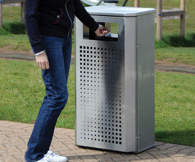 Derby Slimline Litter Bin - Stainless Steel